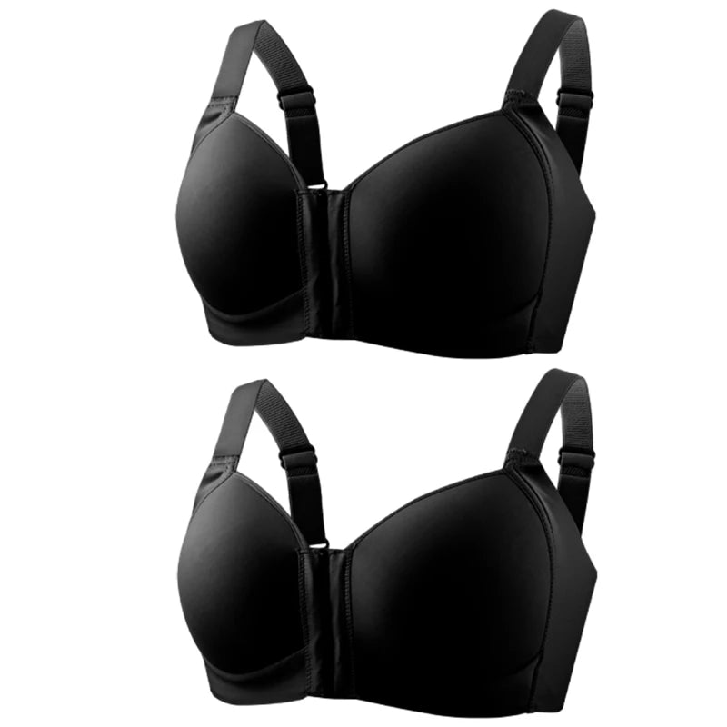 FallSweet Women's Front Closure Bra Plus Size Wireless Bralette Thin Cup Comfortable Underwear Mom Lingerie Seamless Brassiere - Matrix Studios