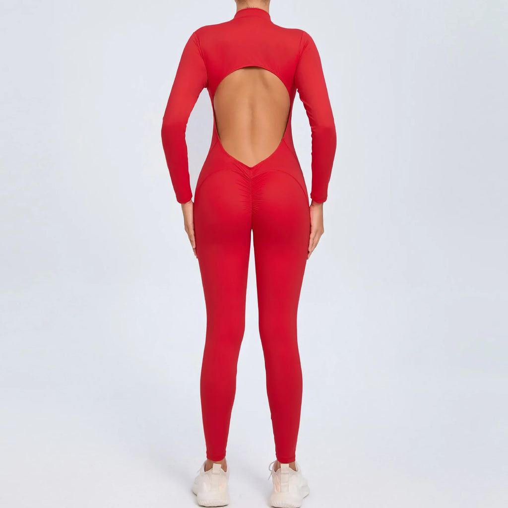 Sports Jumpsuit Woman Gym One Pieces Fitness Overalls Long Jumpsuits Summer Sexy Clothes for Women Long Sleeves Sportswear Blue - Matrix Studios