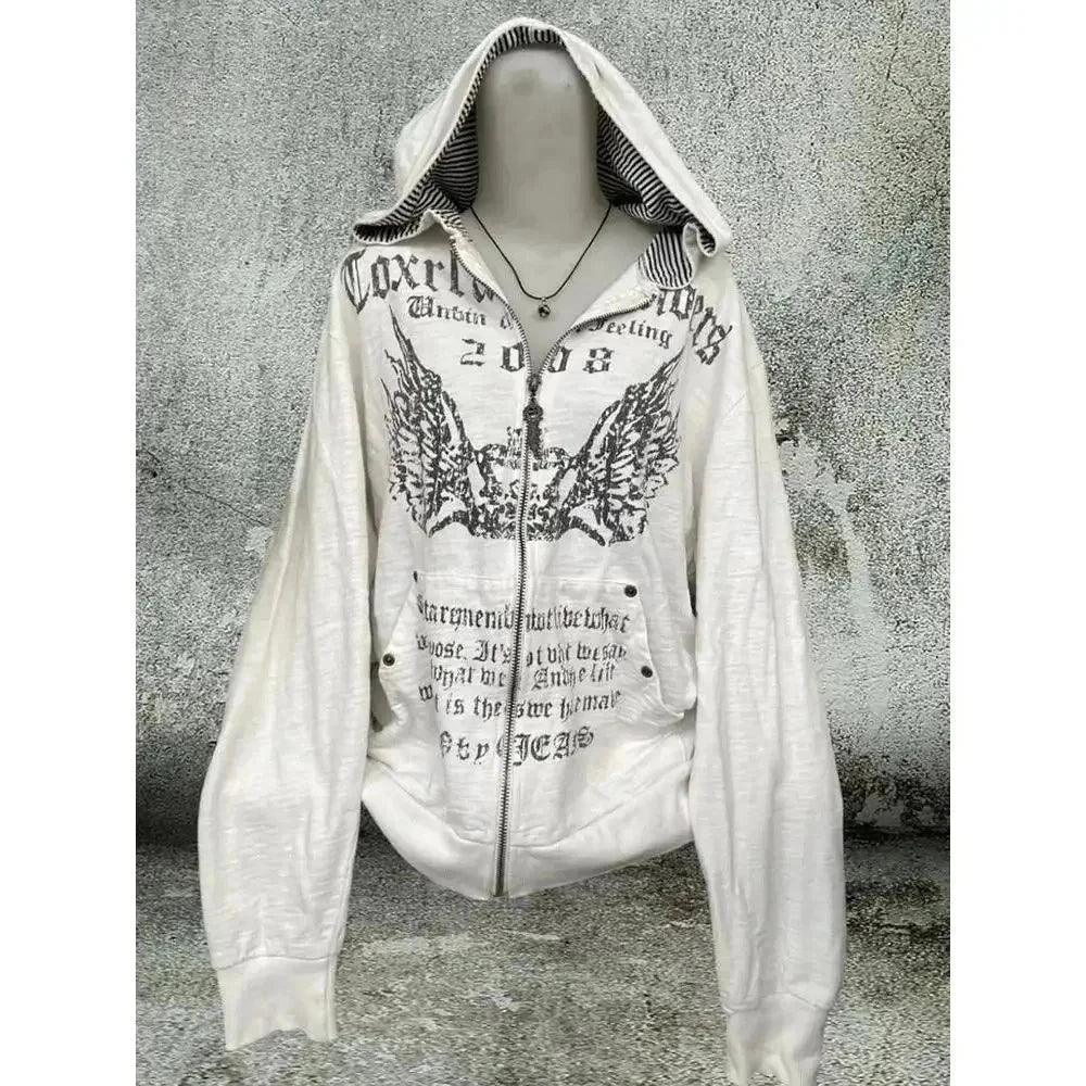 Subculture Gothic Women Coats with Hoodies Vintage Korean Harajuku Black Jackets Faux Fur Coat Female Loose Casual Sweatshirt - Matrix Studios