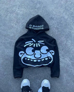 New TOROM Black Applique embroidery Personality Trend Zip Up Hooded Jackets Couple Hip-Hop Streetwear Classic Sweatshirt Men Ins