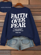 Casual Women's Hoodies Faith Over Fear Letter Printing Sweatshirts Fleece Warm Comfortable Pocket Pullovers Autumn Streetwear - Matrix Studios
