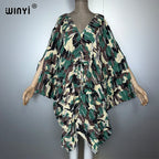 WINYI Original V Neck Print Denim Sexy Short Dress with Holes New Fashion Africa Womens Party Holiday Casual Maxi Beach Dress - Matrix Studios