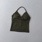 Sexy Halter Neck Beautiful Back High Waist Peach Sports Bras Shorts Suit Pilates Gathering Yoga Vest Training Fitness Bra Sets - Matrix-studios.com