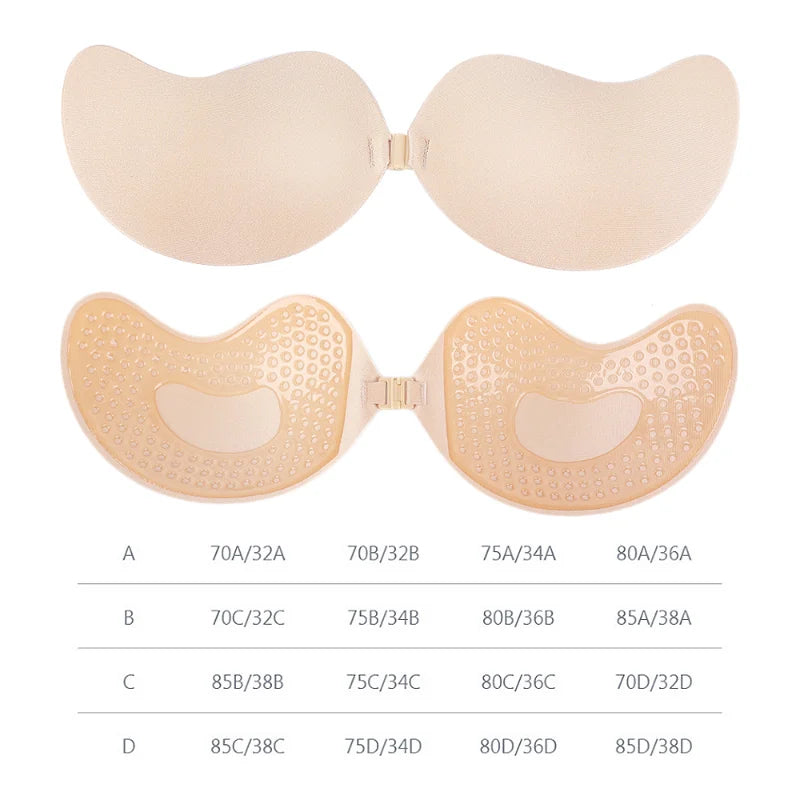 Invisible Push Up Bra for Women Backless Strapless Bra Seamless Front Closure Bralette Underwear Silicone Self-Adhesive Bra Pads - Matrix Studios