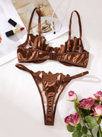 Embroidered Print Pajama Set - A Set Featuring a Floral Design Suitable for Women, a Sexy Bra ZA824031 - Matrix-studios.com