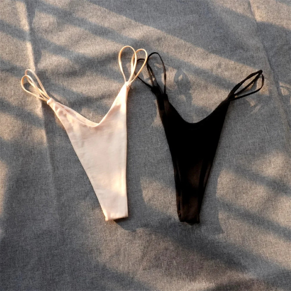 1/2 Pcs Brazilian Women Cotton Thong Underwear Sexy Panties Female Underpants Solid Color G-string Pantys - Matrix Studios