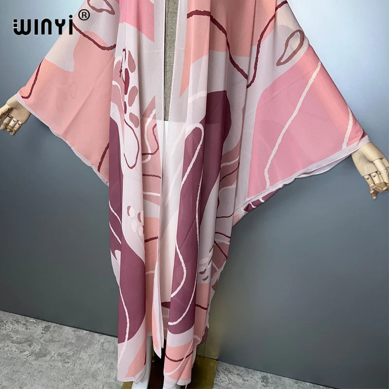 WINYI Africa Bohemia print Kimonos loose dresses for woman Cardigans beach outfits kaftan beach cover up evening dress maxi coat - Matrix Studios