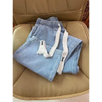 Thiened Fce Dstring Jeans Women's Winter New Sle Warm Straight Leg Loose Wide Leg High Waist Jeans Cotton Stretch D... - Matrix-studios.com