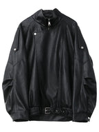 CHIC VEN Woman PU Jacket Solid Loose New Retro Standing Collar Motorcycle Faux Leather Coat Female Top Spring Autumn 2026 - Matrix Studios