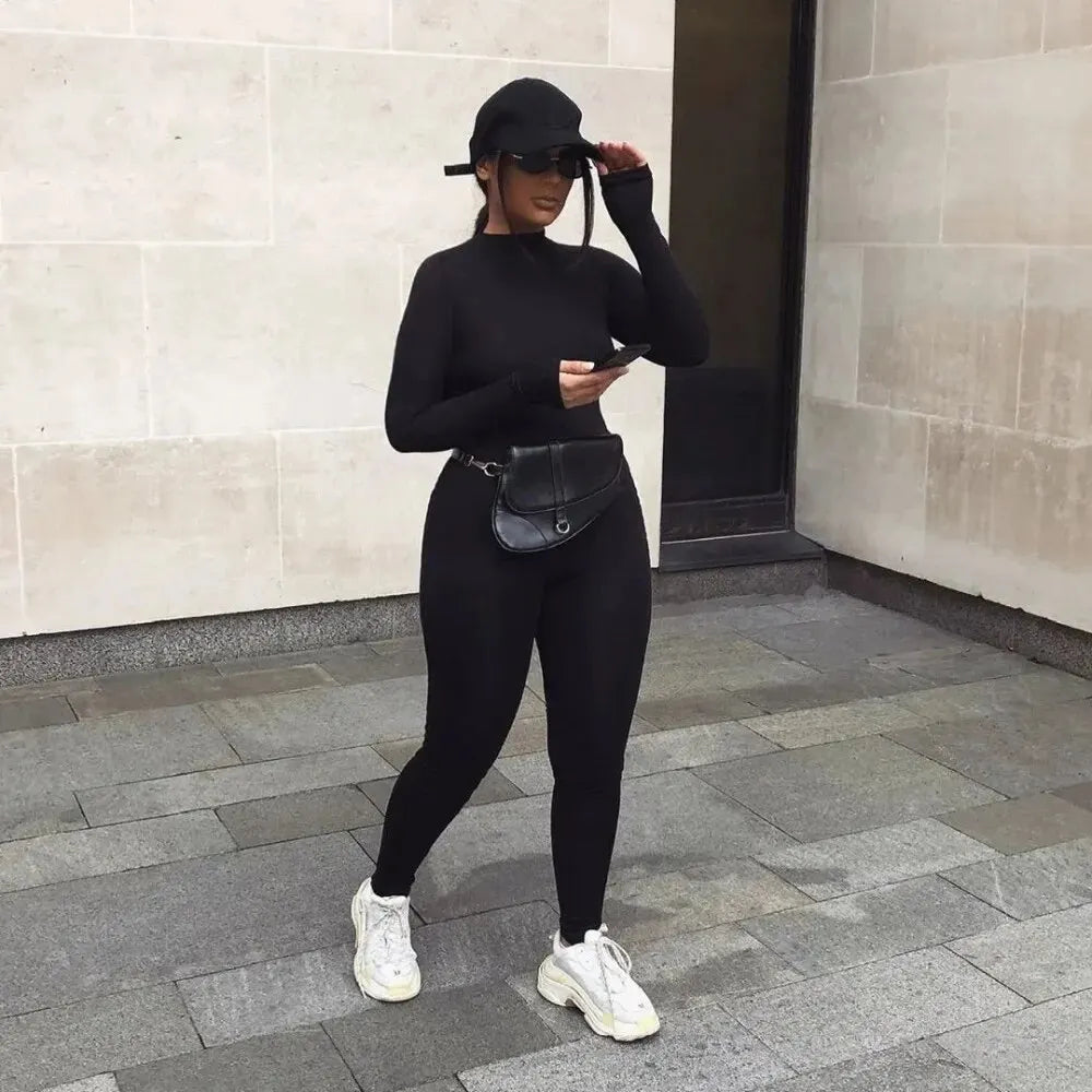 2024 Spring Women Sexy Jumpsuit Streetwear Long Sleeve Bodycon Solid Sport Fitness Jumpsuits Romper Overalls For Women Body Suit - Matrix Studios