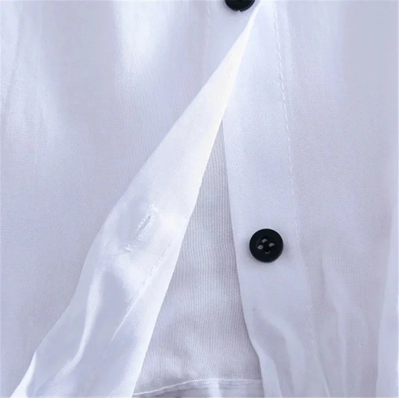 Women Spring Summer Casual Blouses Shirts Lady Long Sleeve Turn-down Collar Bow Tie Decor Loose Basics Shirts Tops - Matrix-studios.com