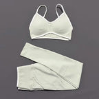 2Pcs HISTELLO Women's Seamless Yoga Fitness Set Ignite Sculpt Scrunch Leggings Strappy Halter Bra Gym Sports Fitness Outfit - Matrix-studios.com