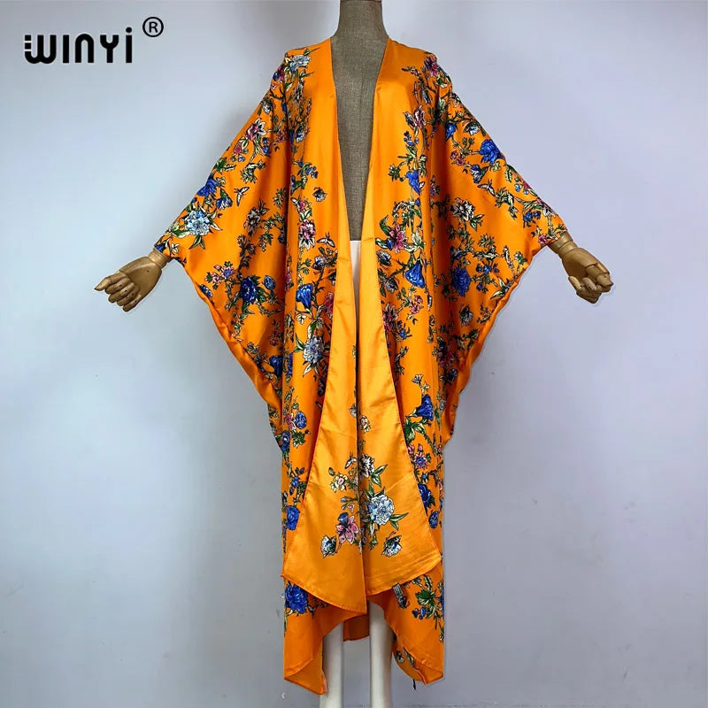WINYI Kimono Africa Summer Boho Print Beach Outfits for Women Cover-Up Long Coat Elegant Coat Beach Outfits for Women Maxi Dress - Matrix Studios