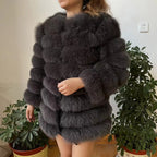 70CM 4in1 New Fast Shipping New Fashion Women Fashion Real Natural Fox Fur Long Coat Jacket for Winter Warm Over Coat - Matrix Studios