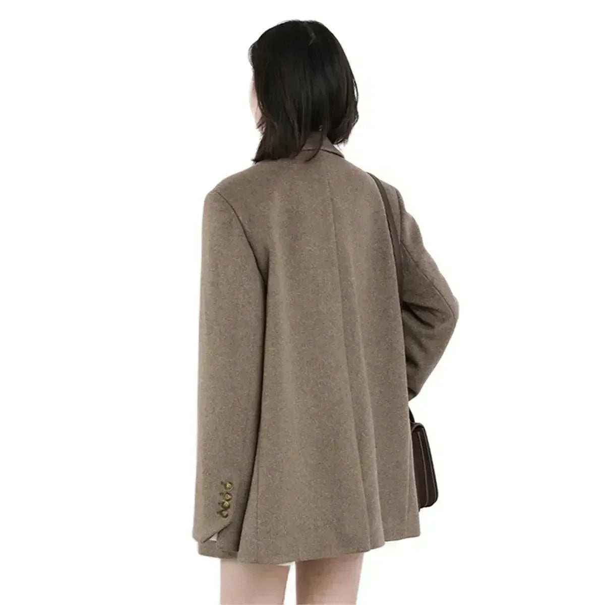 CHIC VEN Women Wool Blend Coat Solid Mid Long Woolen Blazer Thick Warm Blouse Women's Overcoat Office Lady Tops Autumn Winter - Matrix-studios.com