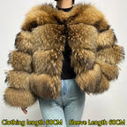 MAOMAOKONG Super Hot Winter Women Luxury Thick Real Raccoon Fur Coat Natural Fox Fur Jacket Plus Size Furry Jackets Female Vest - Matrix Studios