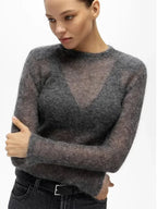 2026 New Fashion Solid Round Neck Thin Knitted Sweater Elegant Long Sleeve Bodycon Pullover Autumn Lady Commuting Street Outwear - Matrix Studios