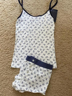 Strawberry Vest Shorts 2 Pieces Set Woman Eyelet Bow Slim Tank Top with Elastic Waist Patchwork Straight Short Pant Sweet Sets - Matrix-studios.com