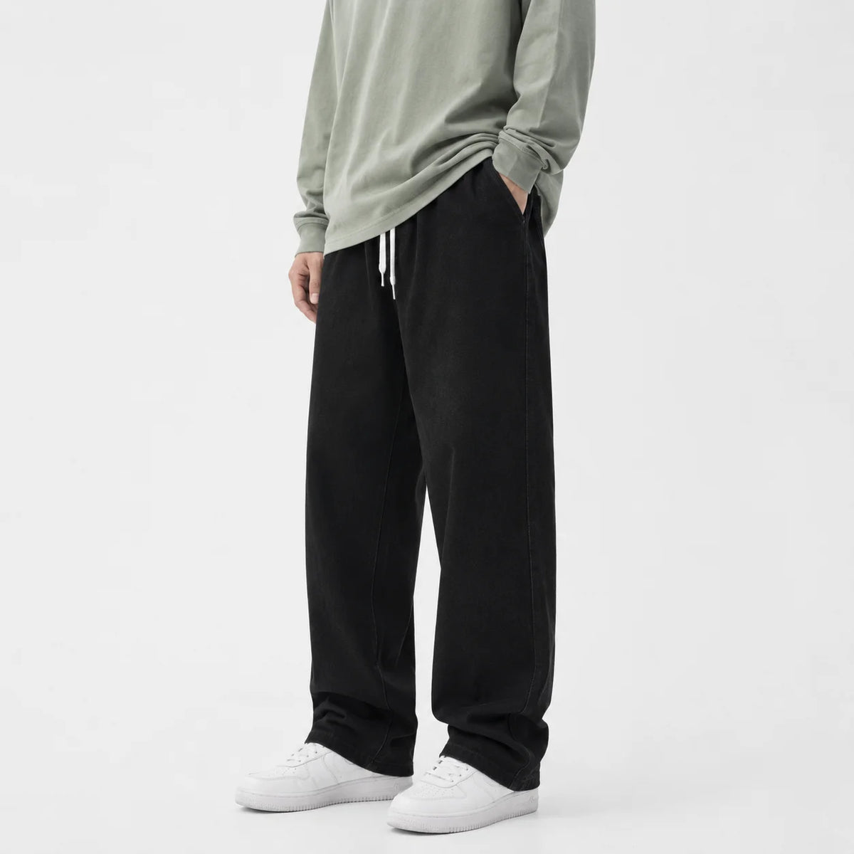 2026 New Streetwear Loose Jeans Men Korean Style Fashion Loose Straight Wide Leg Pants Men's Brand Clothing Black Light Blue - Matrix Studios