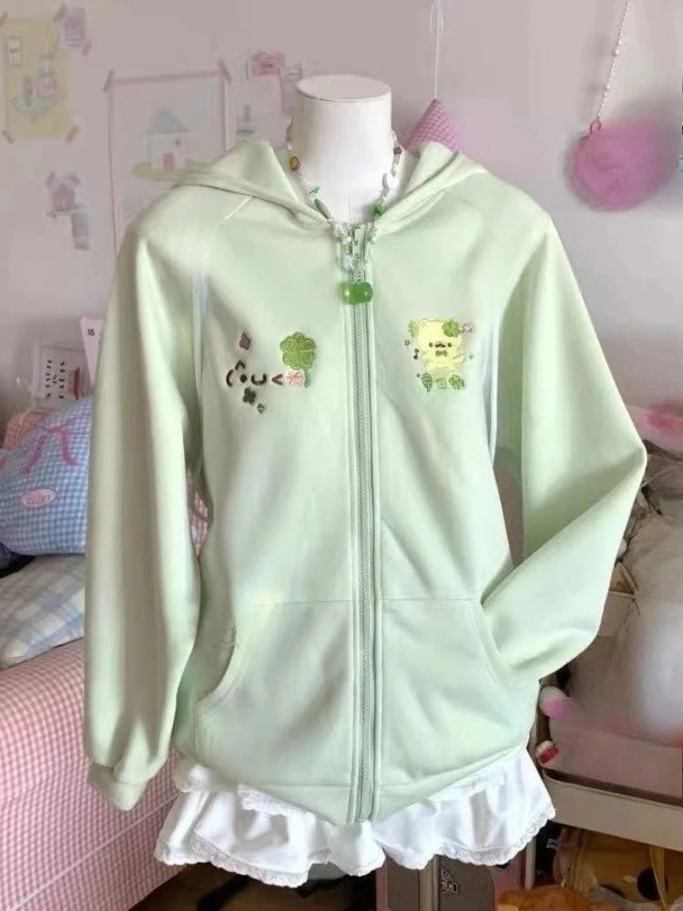 Y2k Kawaii Japanese Cartoon Long Sleeve Zipper Hooded Sweatshirts Subculture Loose Casual Hoodies Women Tops 2000s Vintage Chic - Matrix Studios