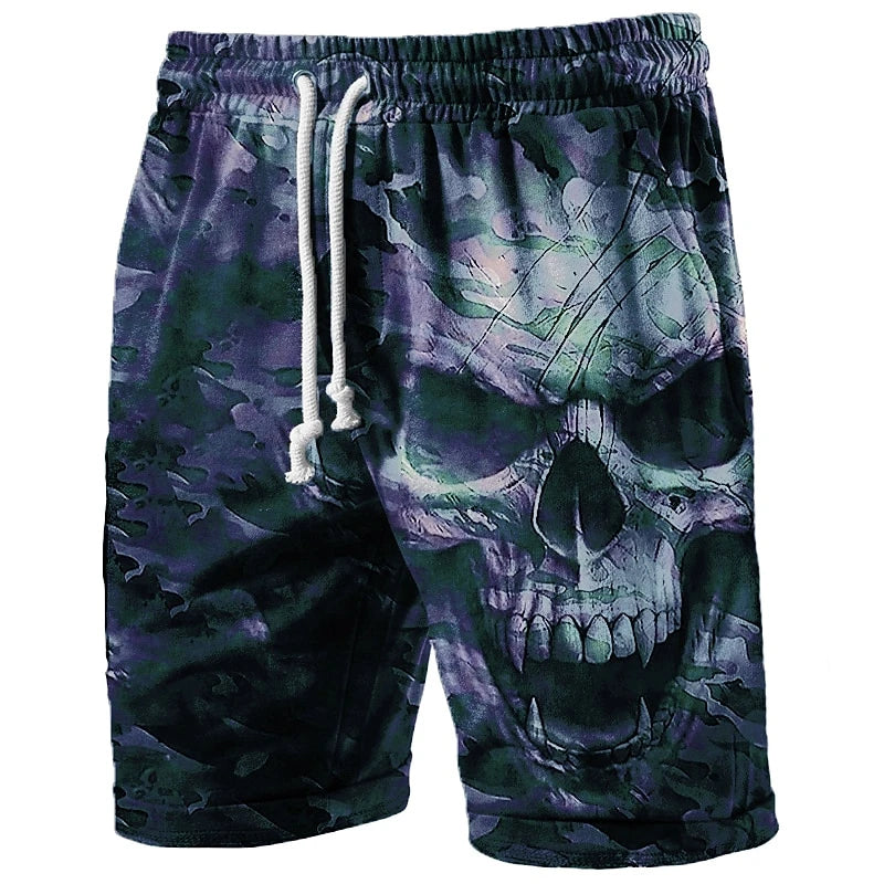 Vintage Skull Pattern Beach Shorts For Men Fashion Summer Cool 3D Print Street Casaul Loose Streetwear Hip Hop Kids Short Pants