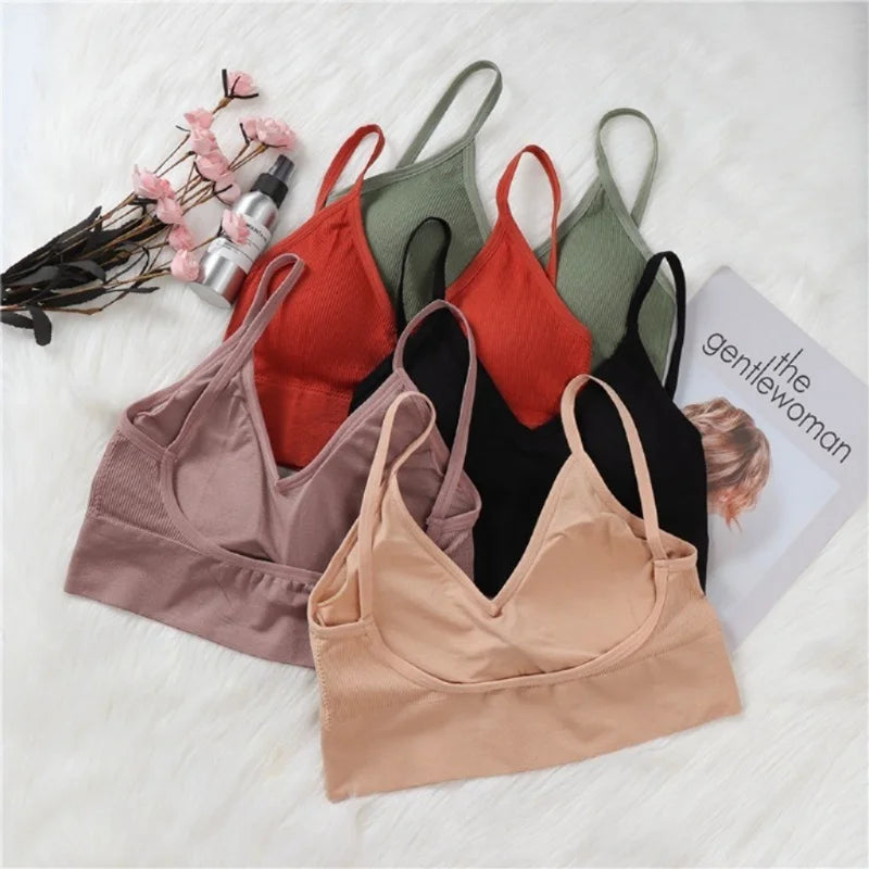 Kit 4 Women Seamless Bra Set, Sexy Beautiful Back Cotton Bra Comfortable Breathable Padded Bra Underwear - Matrix Studios