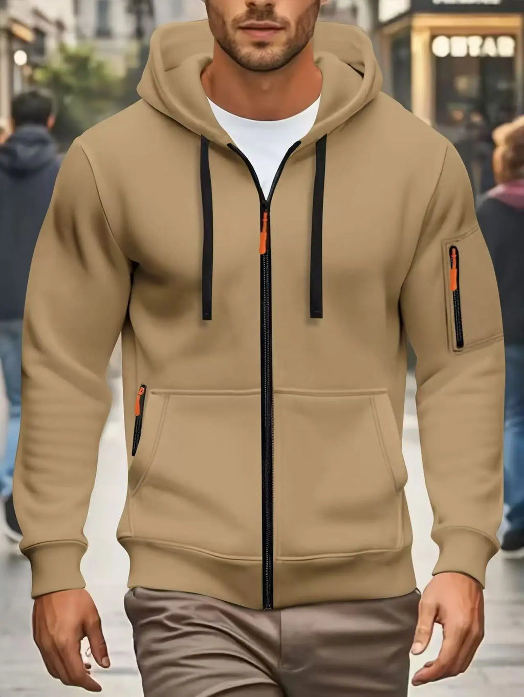 Men Autumn and Winter New Hoodies Long Sleeve Sweatshirt Pocket Zipper Design Hooded Sweatshirt Men Sportswear Casual Jacket - Matrix Studios