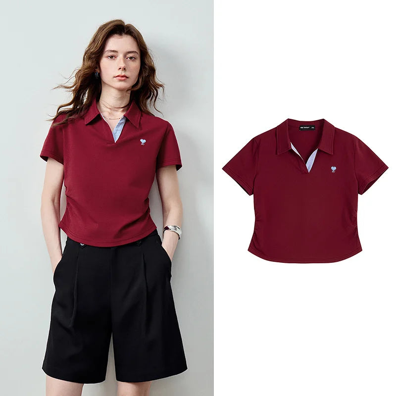 TOYOUTH Women Polo T-Shirt 2026 Summer New Regular Fit Short Length Waist Cinched Smart Casual Light Sporty Trendy Tops - Matrix-studios.com
