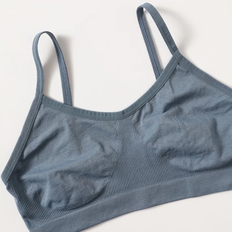 Women's Wireless Bra Sports Tube Top Ribbed Ruched Camisole Bralette With/Without Pads Underwear Sexy Lingerie M-L Intimates - Matrix Studios