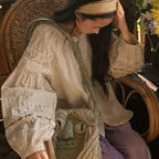 Women New Spring Floral Embroidery Blouse Vintage Casual Long Sleeve Shirt Top - Matrix-studios.com