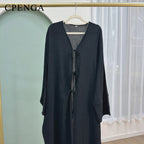 Ramadan Saudi Arabia Black Muslim Modest Cardigan for Women Eid Dubai Open Abaya Dress Luxury Islamic Turkey Party Vacation Robe - Matrix-studios.com