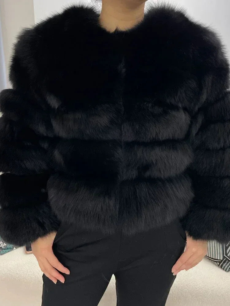 OFTBUY 2024 Winter Real Natural Raccoon Fox Fur Women Coat Short Leather Thickened Warm Jacket Elegant Fashionable Overcoats - Matrix Studios