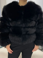 OFTBUY 2024 Winter Real Natural Raccoon Fox Fur Women Coat Short Leather Thickened Warm Jacket Elegant Fashionable Overcoats - Matrix Studios
