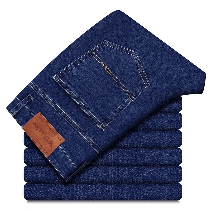 2026 New Style Business Men's Jeans Casual Straight Stretch Fashion Classic Blue Black Work Pant Denim Trousers Male Clothing - Matrix Studios