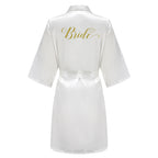 Rose Gold Satin Team Bride Bridesmaid Robe Wedding Bathrobe Gown Women Dressing Sleepwear Mother Maid of Honor Kimono - Matrix-studios.com