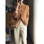 Autumn Winter New Thickened  Cardigan Women Stand Neck Sweater Sweater Loose Knit Base Sweater Jacket - Matrix Studios