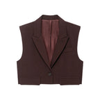 Women's Chic Vest Tops Fashion Cropped Waistcoat Sleeveless Lapel Collar Female Outerwear - Matrix Studios