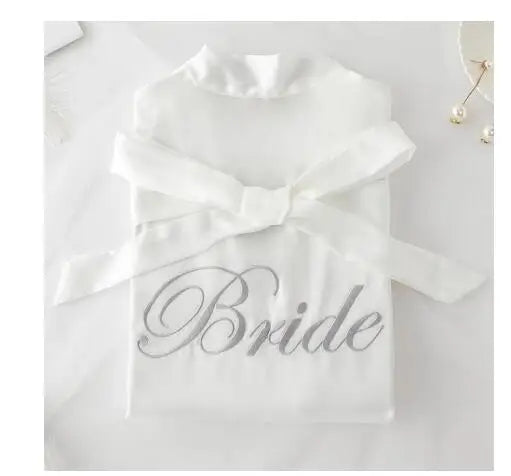 Wedding Bride Bridesmaid Robe Dressing Gown Sexy Women Bathrobe Nightgown Short Sleepwear Casual Flower Kimono Geisha M L XL - Matrix-studios.com