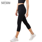 SOISOU Nylon Yoga Capri Pants Leggings Women's Pants Gym Sexy High Waist Tight Breathable Elastic Girl Sports Pants 13 Colors - Matrix-studios.com