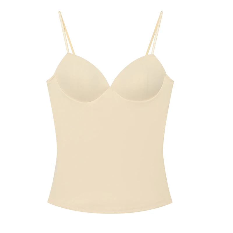 HXAO Sleeveless Crop Tops For Woman Corset Camisole Brown Top Women Bodycon Backless Sexy Tops With Straps Bustier Tank Tops - Matrix-studios.com