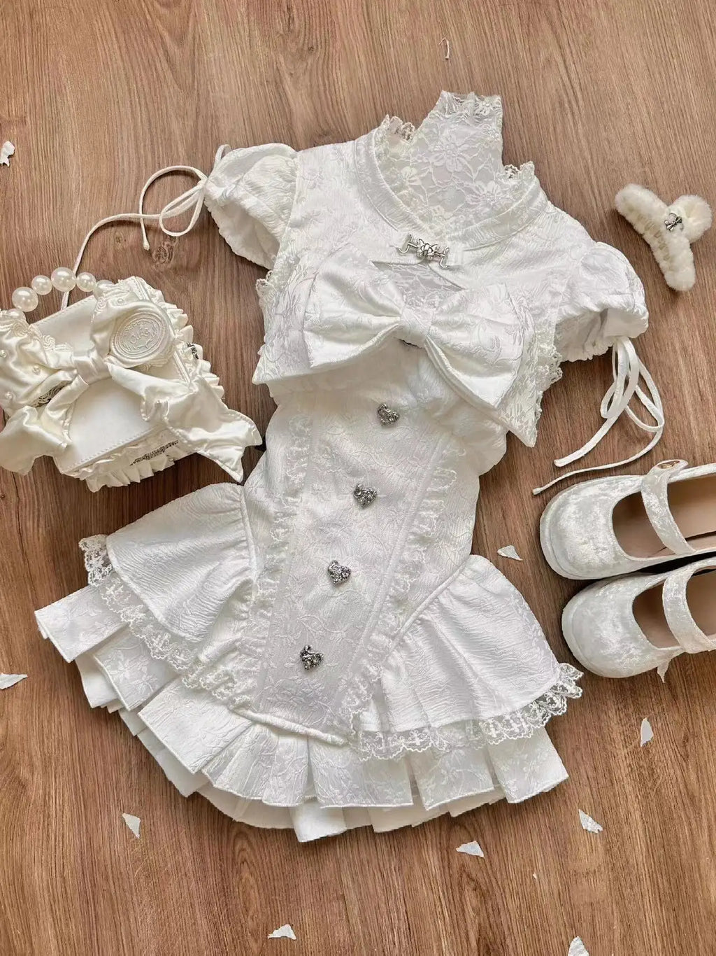 Spring Y2K Princess Outfits Women 2 Piece Sets Sweet Kawaii Bow Tops + Lace Pleated Skirt Female Retro Chic Preppy Style Clothes - Matrix-studios.com