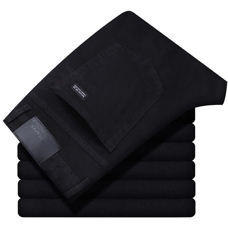 Men's classic high-end fashion versatile jeans, soft and slightly elastic black business denim pants, stylish upper body - Matrix Studios