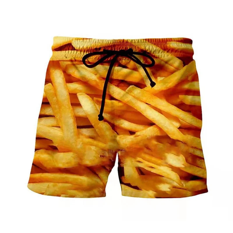 Funny Fatty Beef Hot Dog Men's 3D Print Short Pants Street Hip Hop Beach Shorts Skateboard Swimming Shorts Women Short Trunks