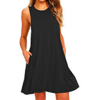 Women's Summer Casual Swing T-Shirt Dresses Beach Cover Up With Pockets Plus Size Loose T-shirt Dress - Matrix-studios.com