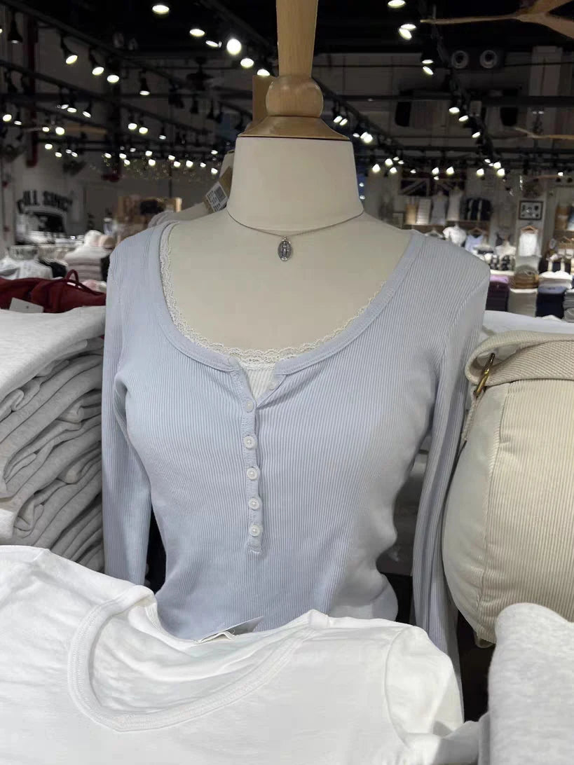 Pink Striped Slim Long Sleeve Tees Women Spring Casual Cotton O-neck Tshirt New Tops Clothes Sweet Cute  Vintage T-shirts Y2K - Matrix-studios.com