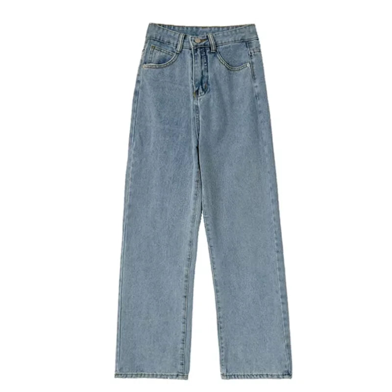Autumn Spring Jeans Women Denim Pants Vintage Straight Trousers Fashion Female White Black Solid Loose Casual Wide Leg Pants - Matrix-studios.com