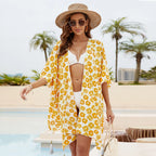 Simple Pure Color Chiffon Beach Bikini Cover Ups Swimwear Women Summer Sun Protection Cardigan Leisure Travel Cape Long - Matrix Studios