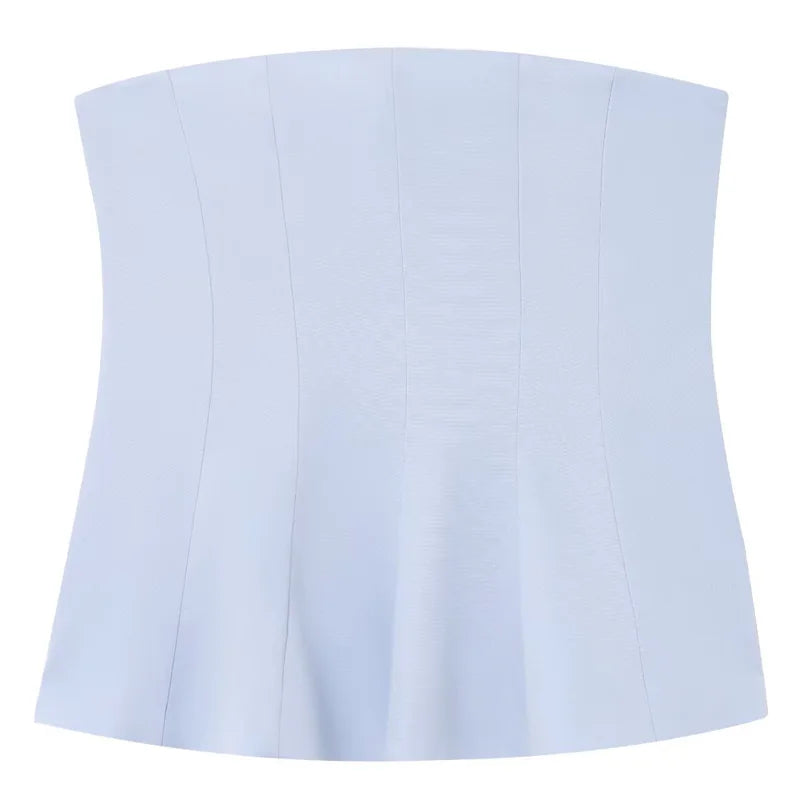 HXAO Corset Tube Top Women Summer 2025 White Pink Blue Yellow Black Top Bustier Ruffled Vests Cute Sleeveless Backless Tank Top - Matrix-studios.com