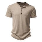 Henley Collar Summer Men Casual Solid Color Short Sleeve T Shirt for Men Polo men High QualityMens T Shirts - Matrix Studios
