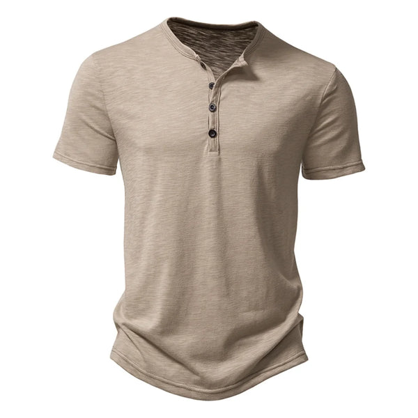Henley Collar Summer Men Casual Solid Color Short Sleeve T Shirt for Men Polo men High QualityMens T Shirts - Matrix Studios